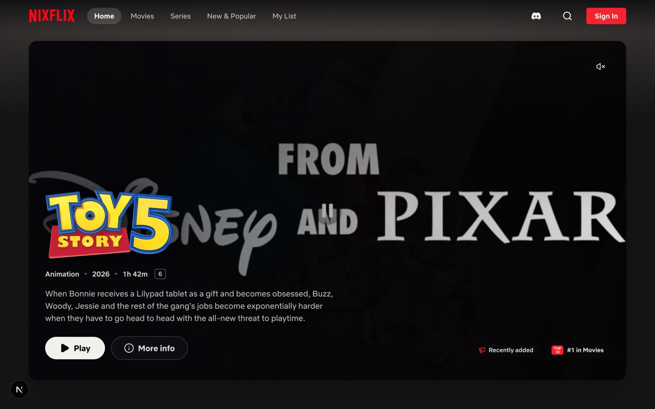 Screenshot of nixflix